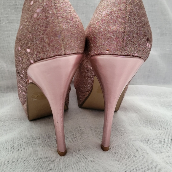 Pink Sparkling Platform Heels - Picture 3 of 4